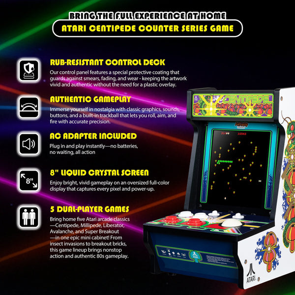 Atari Centipede Counter Series Arcade Game with 8 Inch Screen