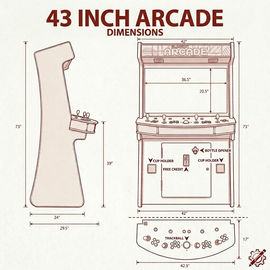 4 Player Standup 43 inch Screen with 2 shooting guns Arcade Machine 4600 Retro Multi Cade Games