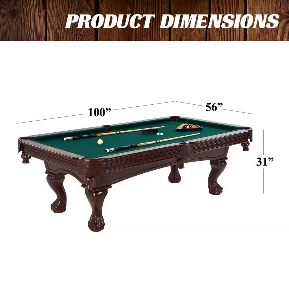 8.3-Foot Traditional Pool Table — Cherry Finish with Ball-and-Claw Legs