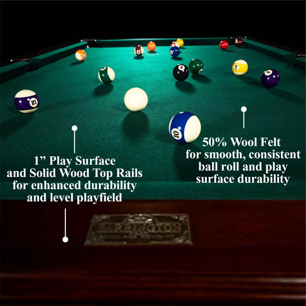 8.3-Foot Traditional Pool Table — Cherry Finish with Ball-and-Claw Legs