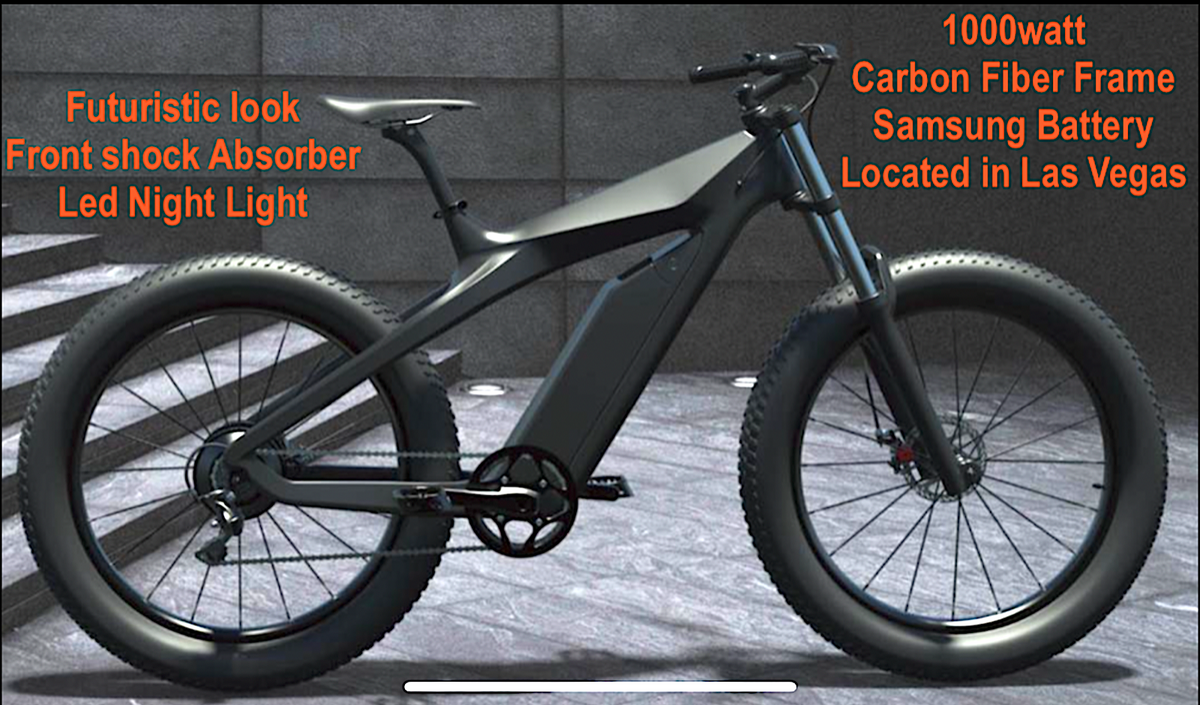 26" TRUE 1000W Electric E Bike Fat Tire CARBON FIBER Bicycle Li-Battery